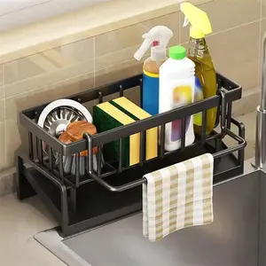 Decorative Kitchen Sink Drying Rack Multifunctional Storage Organizer with Hanging Design & Waterproof Ste