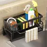 Metal Hanging Rectangular 1-Layer Kitchen Sink Drying Storage Rack - Tall Organizer with Quick Draining Boards, Convenient Hook, Waterproof Casual Home Accessory for Bathroom/Kitchen Organization