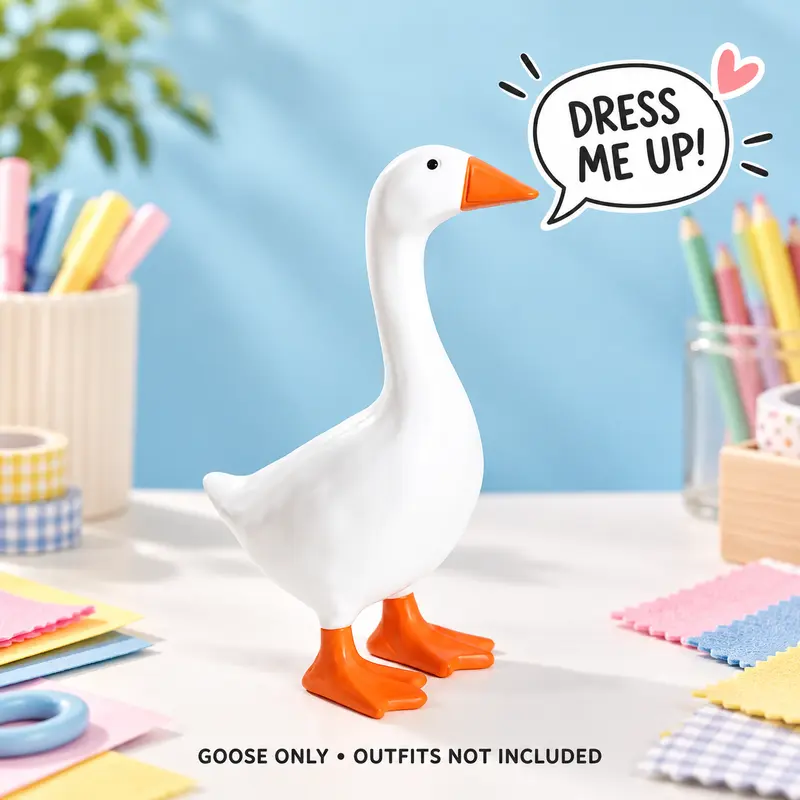 7-Inch Lightweight Resin Desk Goose Art Figurine - Magnetic Beak, Tool Organizer, Desktop Decor, Ornaments, Quirky Whimsical Gifts for Women's Office Stationery Supplies Stress Relief
