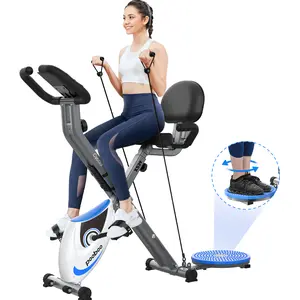 Pooboo 4 in 1 Exercise Bike Foldable Riding Cycle for Home X Bike Indoor Gym Workout 8 Level Magnetic Resistance Fitness Bike