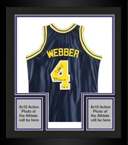 Framed Chris Webber Michigan Wolverines Autographed Navy 1991 Mitchell & Ness Authentic Jersey with Multiple Inscriptions- Limited Edition of 25 - Fanatics Authentic Certified
