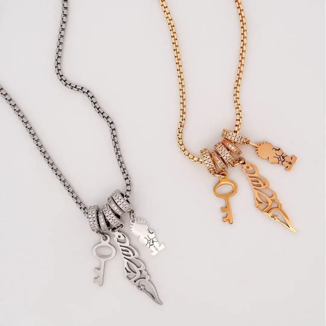 Palestine Handala Key Three Charm Necklace