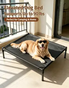 Heavy Duty Elevated Dog Bed, Max Ventilation Super Breathable Mesh Surface, Powerful Heat Dissipation Cooling Pet Cot, Indoor Outdoor Portable Comfort Bed for Large Dogs,summervibes