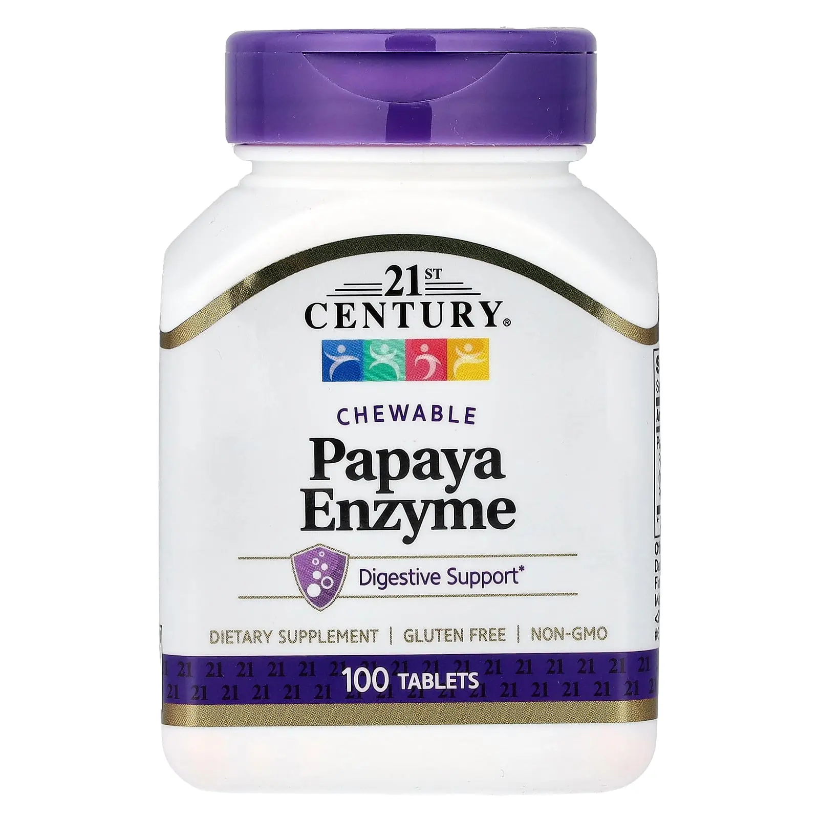 21st Century Chewable Papaya Enzyme, 100 Tablets