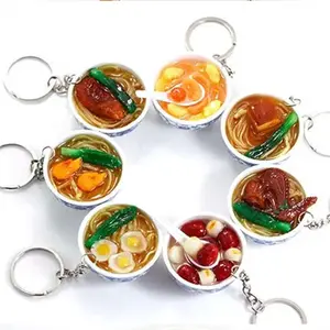 Simulated food pendant egg noodle keychain