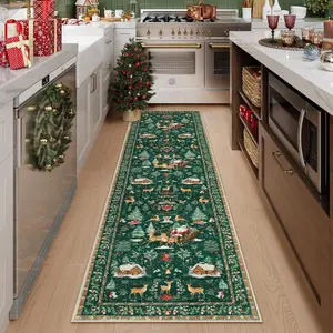Christmas rug, 1 count runner rug, long rug, Christmas decoration rug, Non-slip Washable Corridor carpet Runner,soft comfortable area rug, Christmas Gift, multifunctional suitable for Corridor bathroom, Home Decorative Rug