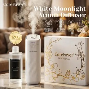 CoreFavor Waterless Essential Oil Diffuser with 120ml Oil, Portable Battery-Operated Cold Air Aroma Scent Machine, 4 Adjustable Intensity Levels, Quiet Diffuser for Bedroom, Office, Bathroom&Car