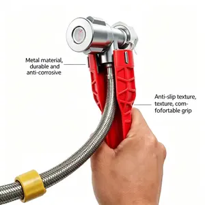 Faucet Wrench with Non-slip Red Shell Durable Metal Inner Core Precise Bite Design for Easy Handling faucet wrench multi-functional pipe wrench faucet wrench 14-in-1 repair