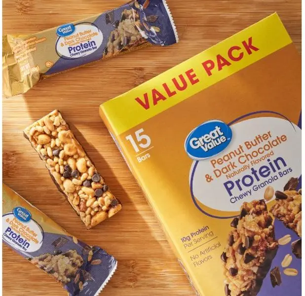 Great Value Peanut Butter and Dark Chocolate Protein Bars, 21.1 oz, 15 Count