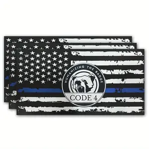 Thin Blue Line Sticker Code 4, American Flag Thin Blue Line Decal, Lives Matter Flag Sticker, Back The Blue Bumper Vinyl Decal, Support Police Sticker for Cars, Trucks & Windows (1pc)