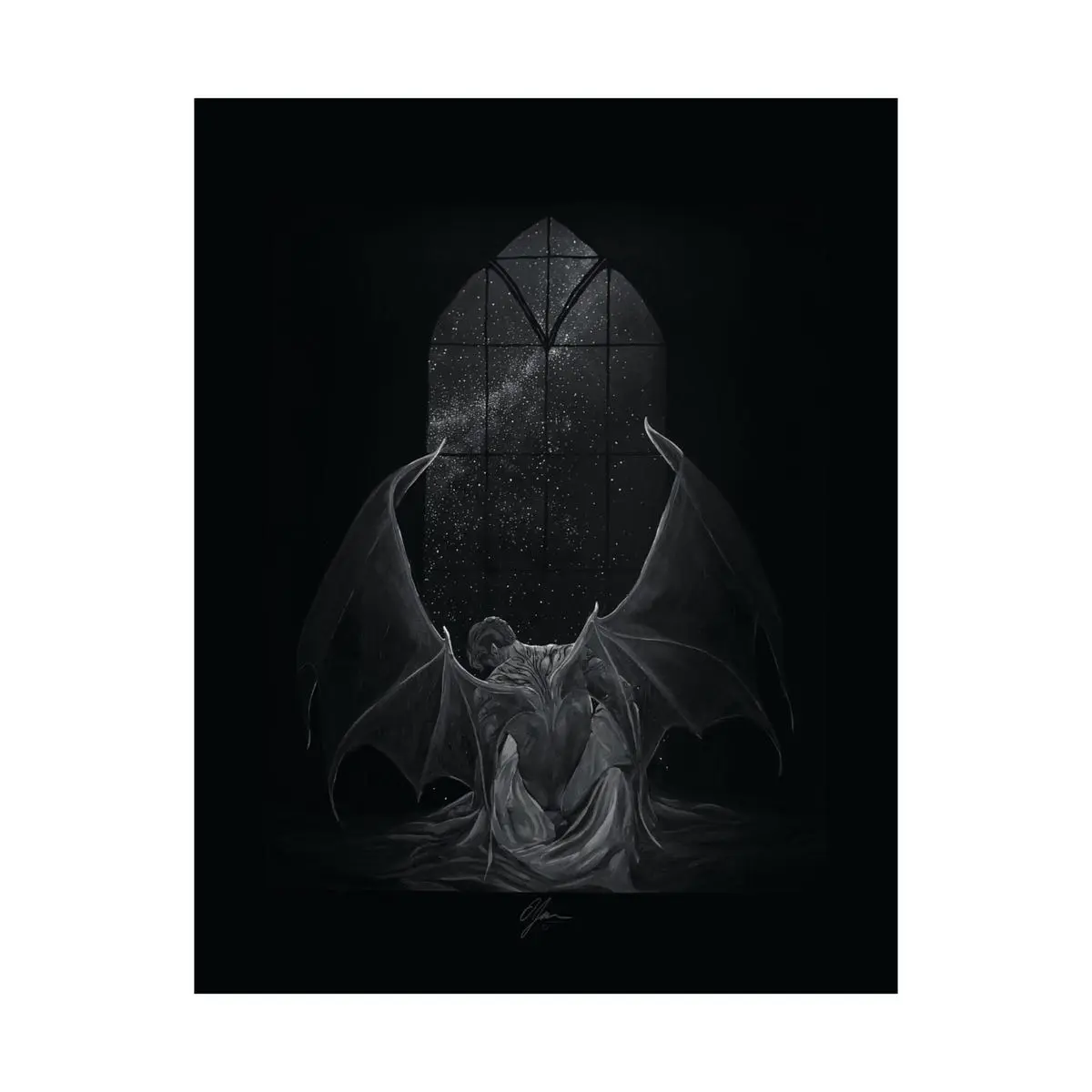 Rhysand, Fayre, High Lord by Olivia Rose James - Acotar, Fantasy Bookish Art, Black And White, Room Decor, Unframed 5 size, 8x12 to 27x40 inch