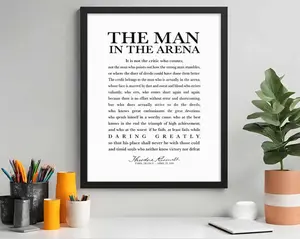 [UNFRAMED POSTER] Theodore Roosevelt 'Man in the Arena' UnFramed Print: Motivational Wall Art