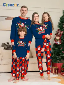 Christmas Family Pajama Set, Santa Reindeer Snowman Print, Comfortable Skin-Friendly, Holiday Atmosphere, Must-Have for Christmas Season