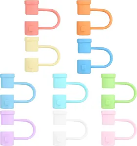 10 Pieces Silicone Straw Cover Set Reusable Drinking Straw Toppers Compatible with 6-8Mm Straws 10 Colors Available Perfect for Traveling, Picnicking, Fitness, Party Decoration and Protection BOUBONI