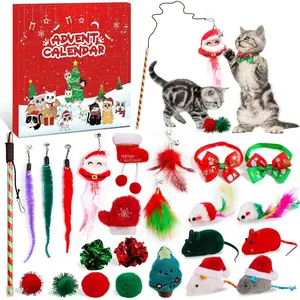 Cat Advent Calendar 2025, 24 Day Advent Calendar for Pets with Assorted Cat Interactive Toys Countdown Calendar for Kitten Flurry Friends