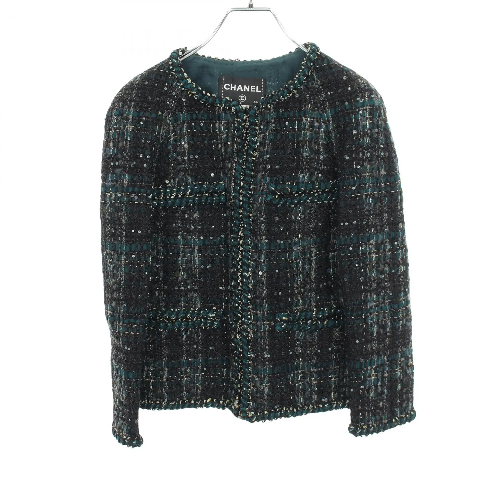 Pre-owned CHANEL Nylon Small Leather Goods Sequin Tweed Jacket 1607262120100030733