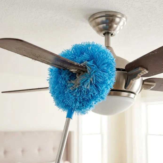Microfiber Ceiling Fan Duster with Extension Pole, Reusable & Washable Fan Blade Cleaner Brush, Extendable High Ceiling Cobweb Duster for Home RV Cleaning