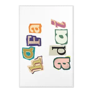 Hafa adai Whimsical Area Rug with Colorful Letters, Fun Living Room Décor, Playroom Carpet, Unique Home Accents, Birthday Gift