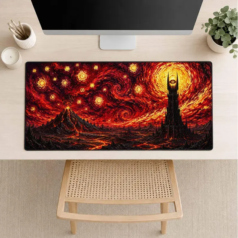 Mordor Playmat, Starry Night Gaming Mouse Pad, Dark Fantasy TCG Desk Mat-bok10262