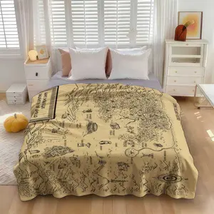 Camp Half-Blood Map Throw Blanket , Percy Jackson Fan Gift ， Daughter of Apollo Themed Decor ,  Old Map of Chronicles Branches ， The Olympians Gift Blanket