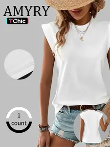 Women's Solid Color Tank Top, Casual Sleeveless Top for Daily Wear, Ladies Clothes for All Seasons, Socks