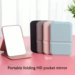 Portable Foldable Makeup Mirror, PU Leather Compact Mirror, Suitable As Gift, Travel Essential, Cosmetic Necessity, Easy To Store, Ideal For Birthday, Graduation, Halloween, Christmas Gifts, Portable Folding Mirror