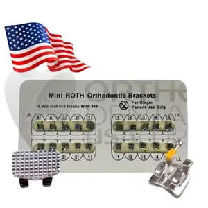 Orthodentalusa Corp. Mini ROTH Orthodontic Brackets Monoblock 0.022" W/H 3 4 5 Stainless Steel Lower Friction Ultra Smooth 20pcs Pack USA Made - Oral