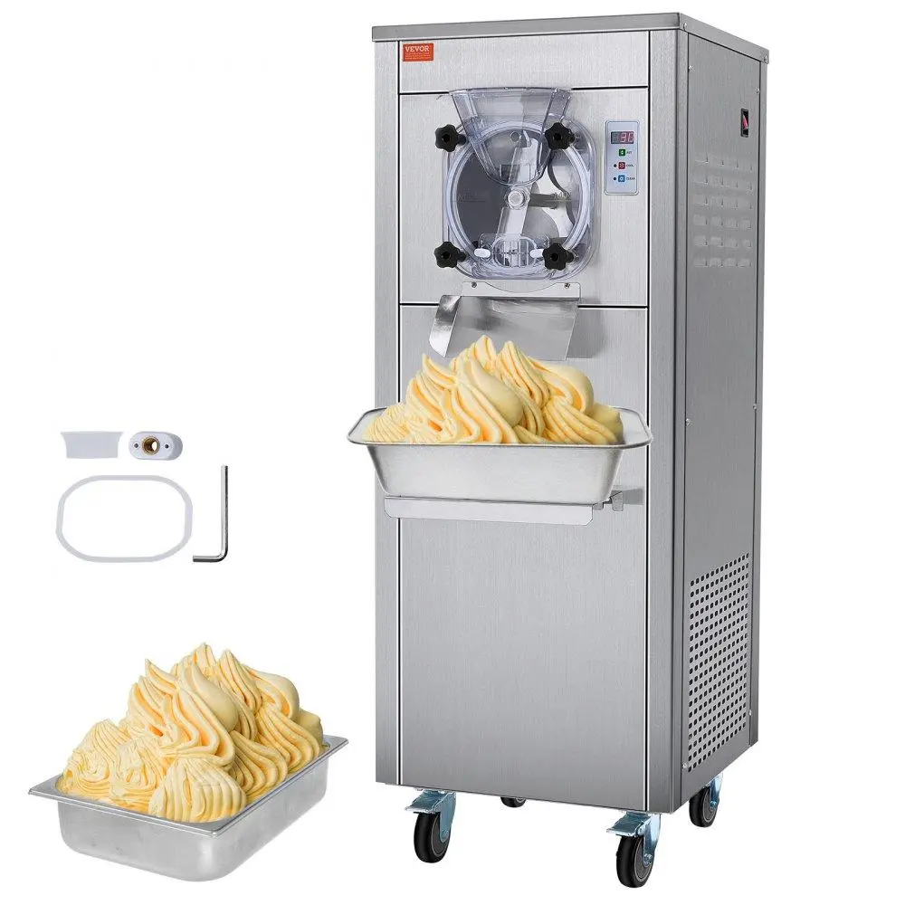 【Summerfinds】VEVOR Ice Cream Maker for Commercial Use,  Produces 18 Liters per Hour, 1780W, Offers Single Flavor, Equipped with Wheels, 6L Stainless Cylinder, LED Display, Automatic Cleaning & Pre-cooling Functi