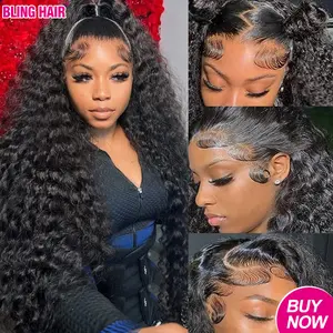 Bling Hair 13x6 Deep Wave HD Lace Front Wigs 13x4 Human Hair Lace Frontal Wig 180% Density Brazilian Deep Curly Hair For Women PrePlucked Lace Wig summervibes