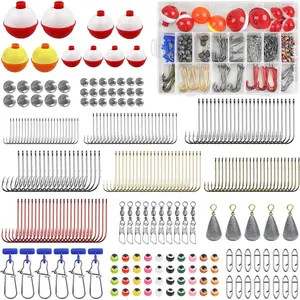 Fishing Hooks Bobbers Sinkers Kit, 286 count Fishing Equipment Starter Tackle Kit Include Hooks Bobbers Weights Swivel Snaps