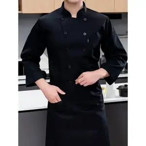1Long-sleeved catering chef clothing, hotel restaurant long-sleeved Men's clothing, kitchen, bakery, Western restaurant, bakery, school canteen, Men's Super Chef clothing(Sheets)