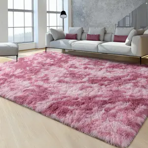 [Black Friday] Large Fluffy 8x10 Area Rugs for Living Room Bedroom,Tie-Dyed  Thick Shag Throw Rug,Big Soft Shaggy Bedside Non-Slip Plush Dorm Nursery Kids Carpet, 5x8, 6x9, 8x10 Feet, Grey, Pink, Blush,Brown,Orange, Green, Blue