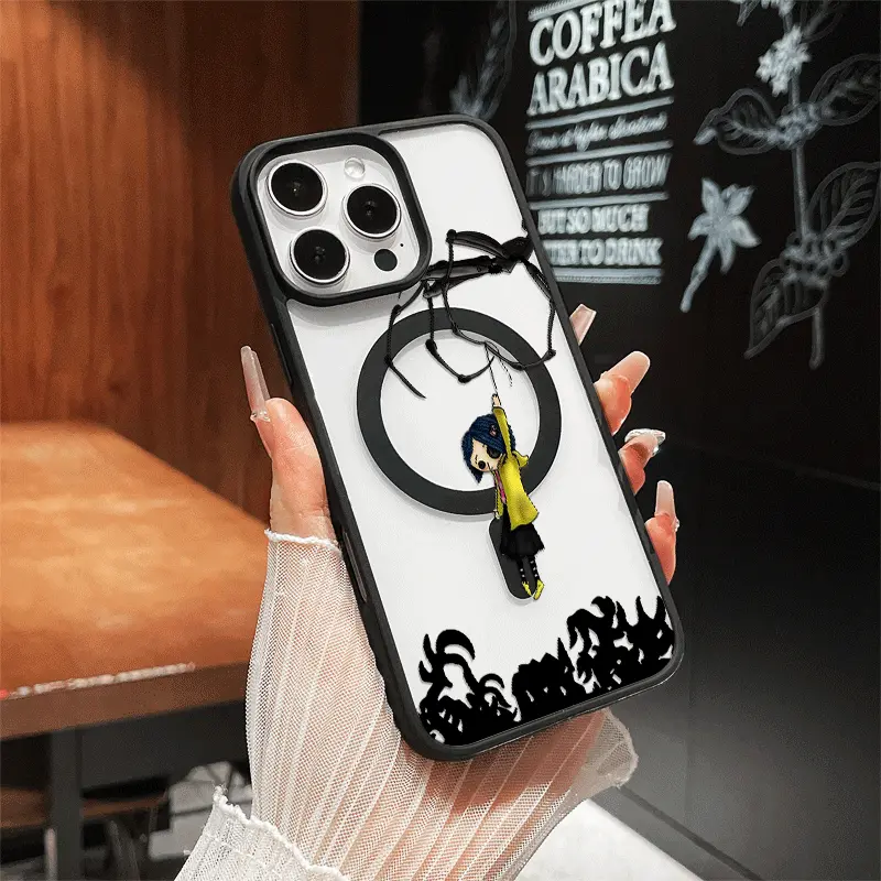 Aesthetic Magnetic Compatible Case for iPhone 17 Pro Max / 16 / 15 Pro Max / 15 / 14 / 13 / 12 / 11 / XS / XR – Chibi Caroline Print | Shockproof Silicone Lightweight Scratch-Resistant Protection