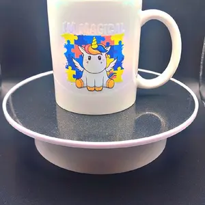 Magical Autism Awareness 11 oz Ceramic White Mug Doubled Designed Front with Unicorn Puzzle Theme Drinkware Reusable Washable Coffee Cup Reuse