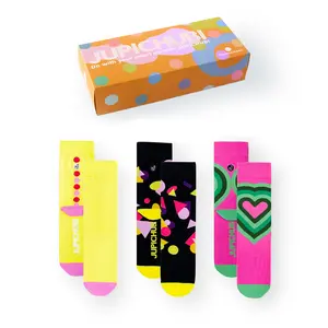 Women's Fun Graphic Cotton Blend Crew Socks | Jacquard Pattern & Seamless Toe | 1-Pair / 3-Pair Pack