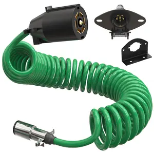LATCH.IT V2.0 Coiled Trailer Cord | 7 to 6 Pin Towing Cable |  Stretches up to 8-feet