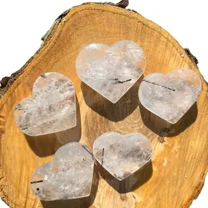 Clear Quartz with Black Tourmaline Natural Crystal Hearts Intuitively Chosen