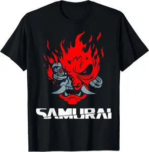 Samurai Japanese Demon Mask Edge Cyber Runners Punk T-Shirt