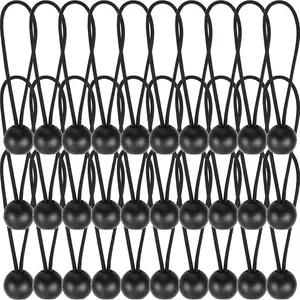 Bungee Cords  6 Inch with Balls 50 Pack Elastic Tie Downs Tarps Canopy Camping Shelter Tent Poles and Cargo Securing, Black