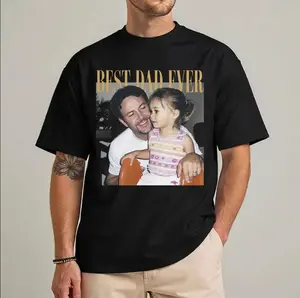 Custom Photo Best Dad Ever Shirt, Personalized Father T-Shirt, Upload Your Picture for Dad, Fathers Day Gift Tee, Custom Dad Graphic Tee for Men Women, Family Memory Shirt
