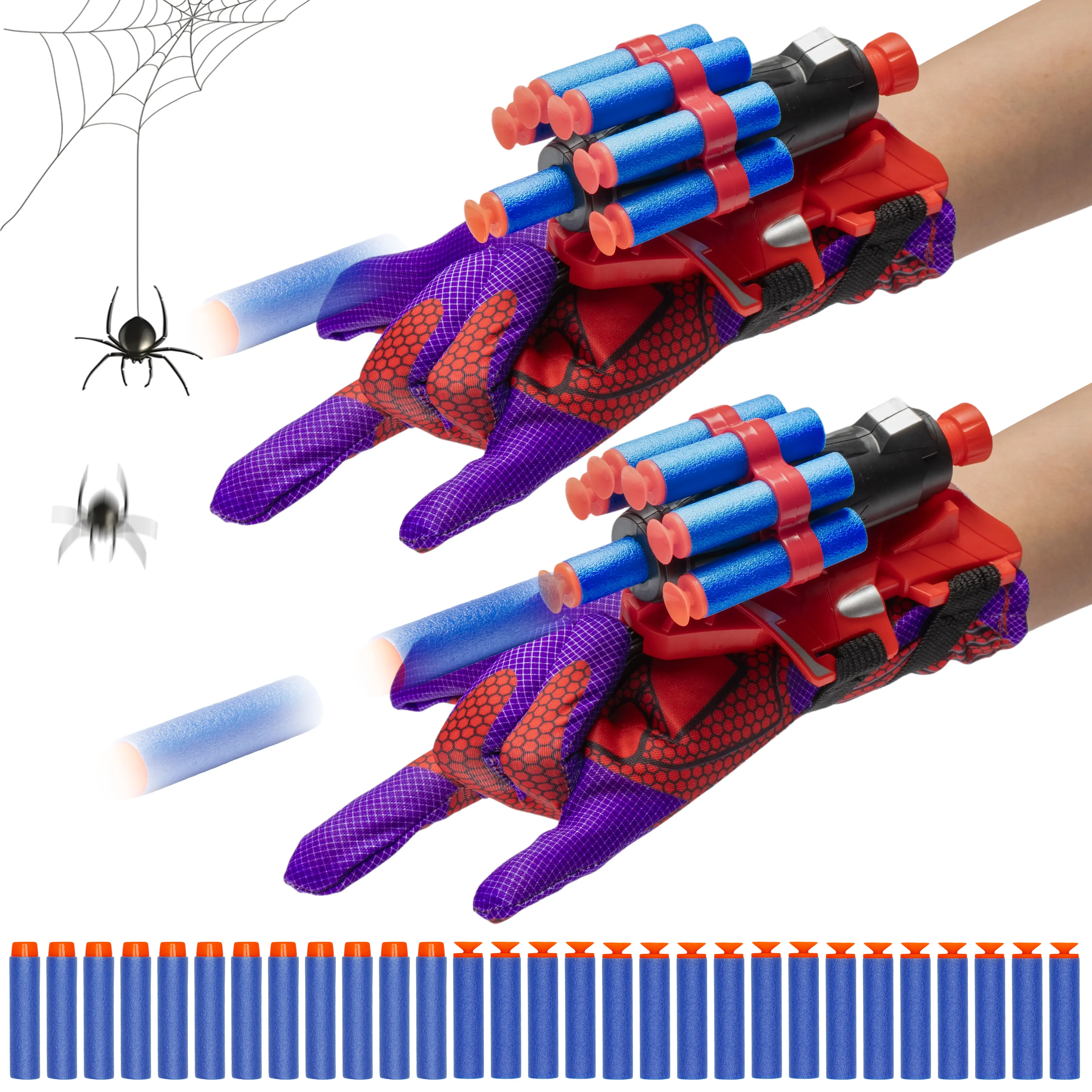 Web Shooters Toy for Kids 2 Pack, Toy for 3 4 5 6 7 8 Year Old Boy, Web Slinger Boy Toys with Spider Glove Launcher, Toys for Boys 4-6, Birthday Gifts for Boys 6-8, Red