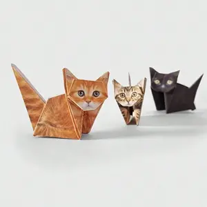 50 piece DIY cat origami set | Multiple cat shapes (including repetitions) desktop bedroom decoration ornaments