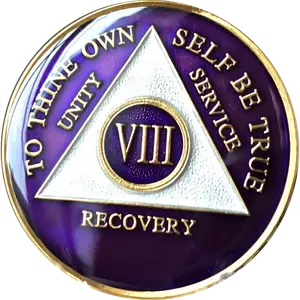 #a50. AA Medallion Purple Silver Sobriety Coin (1-65)