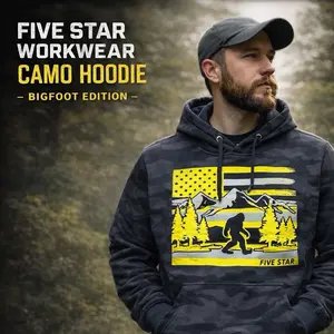 Sasquatch High-Vis Hoodie with American Flag Design