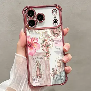 Jesus Love Pattern Phone Case for iPhone 17 16 15 Pro Max 14 13 12 11 Air, Anti-Scratch Durable Soft Protective Shell, Religious Aesthetic Trendy Cellphone Cover Gift DDSJ260518012 Rustic Silicone Shockproof cute