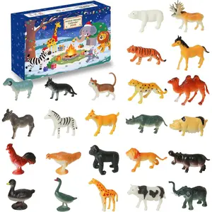 Farm Animal Advent Calendar 2025 for Boys with 24 pcs Realistic Wild Zoo Animals Figurine Toys for Christmas Countdown Calendar Xmas Stocking Stuffers 24 Days for Kids and Girls Toddlers