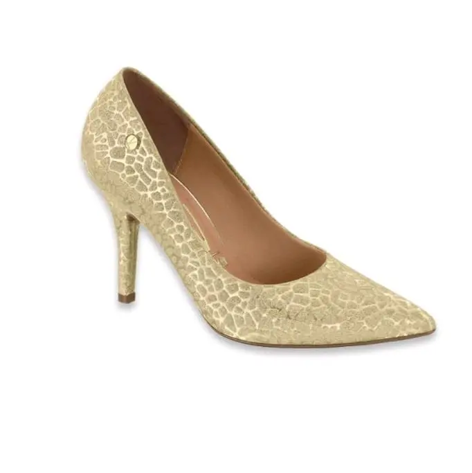 Vizzano Women's Styleto Heels in Gold with Textured Design and Pointed Heel - Walking Shoes, Sandal Stylish Classy