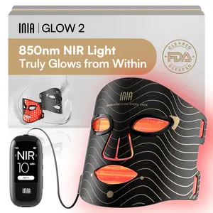 INIA GLOW 2 Red Light Therapy Mask , 4 Light Modes with 850nm NIR, 2600mAh Rechargeable LED Face Mask for Skincare at Home and Travel, Mother's Day Special Gift