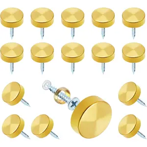 20 PCS Screw Covers Caps 16mm/0.64" Dia Decorative Mirror Screws Cap Nails Stainless Steel Sign Holder Advertising Nails Fasteners(Gold)