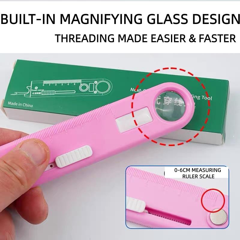5-in-1 Sewing Needle Threader with Seam Ripper, Magnifying Glass, Ruler & Magnetic Storage - Industrial & Domestic Sewing Machine Accessory